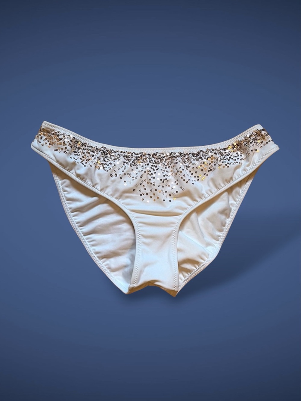 NWOT Pink Victoria Secret Women’s Bikini Bottoms Size L White with Gold Sequins